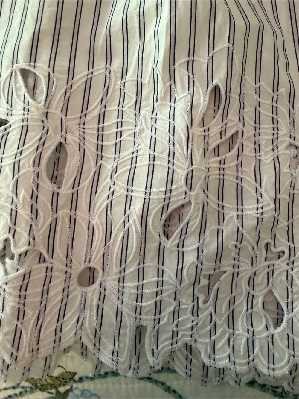 J.CREW Embroidered pull-on midi skirt in striped cotton poplin